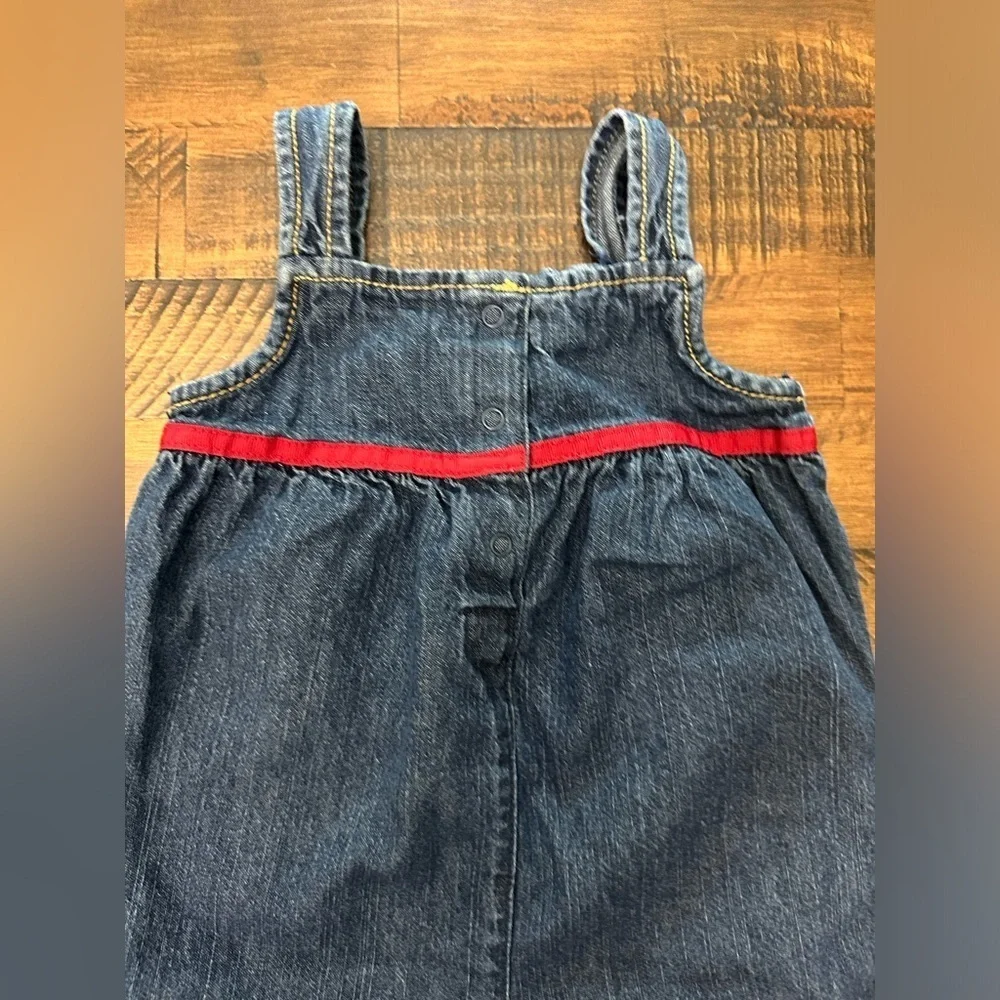 Gymboree Colorful Village Denim Overalls Ruffle Trim Reindeer Holiday Sz 12-18mo